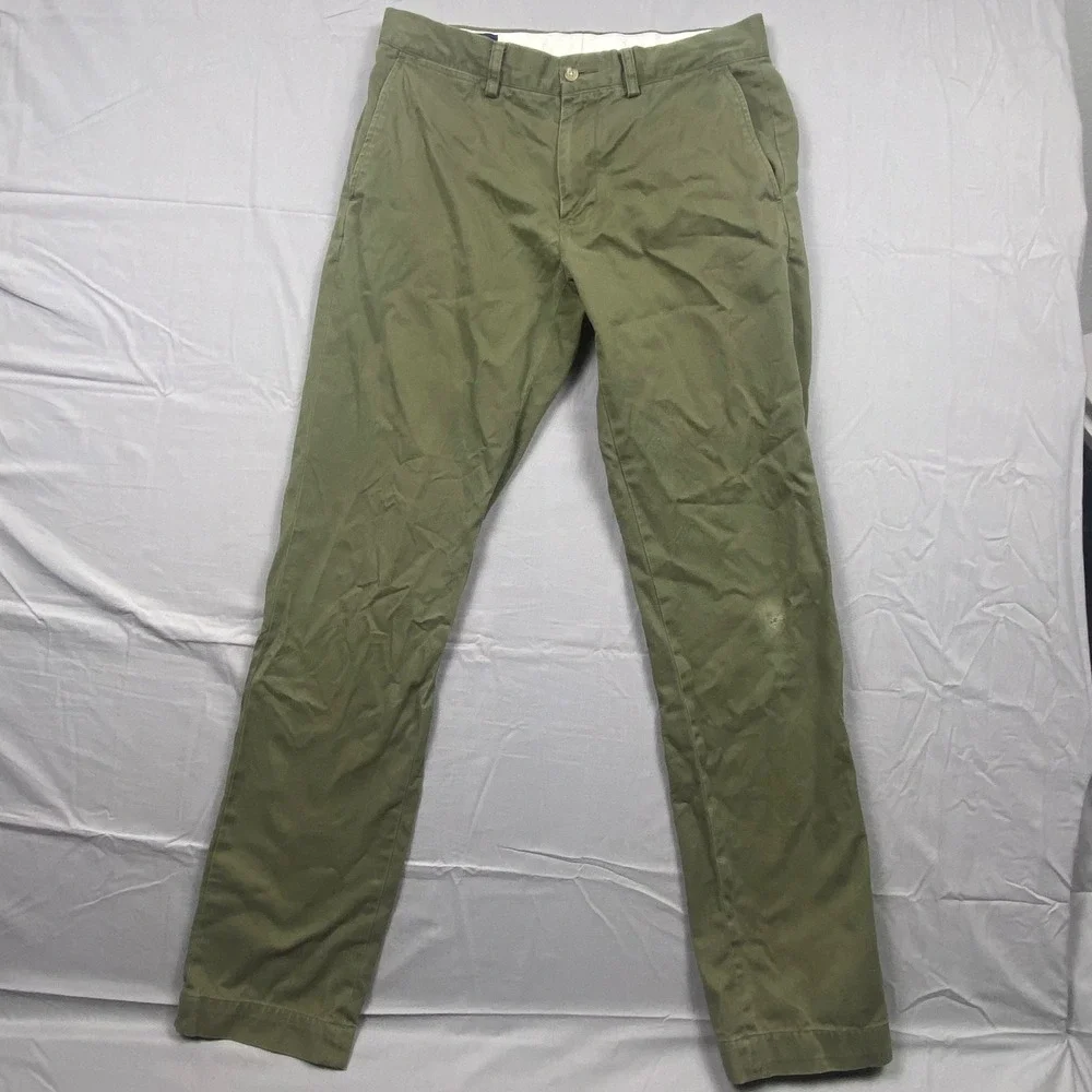 Polo Ralph Lauren Slim Fit Chino Pants Mens 32/34 Green Cotton Twill Casual Work